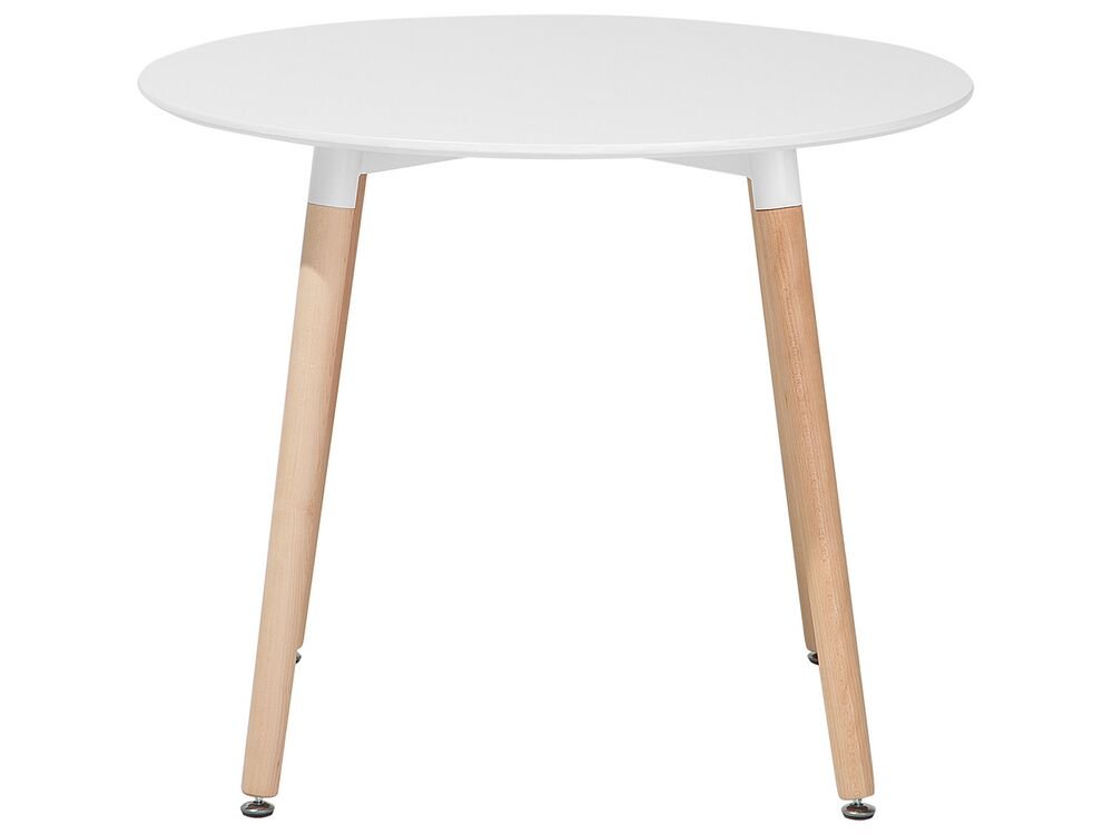 Beliani Okrúhly jedálenský stôl 90 cm biela/svetlé drevo BOVIO